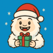 Friendly Yeti with Santa hat